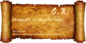 Obagyán Melánia névjegykártya